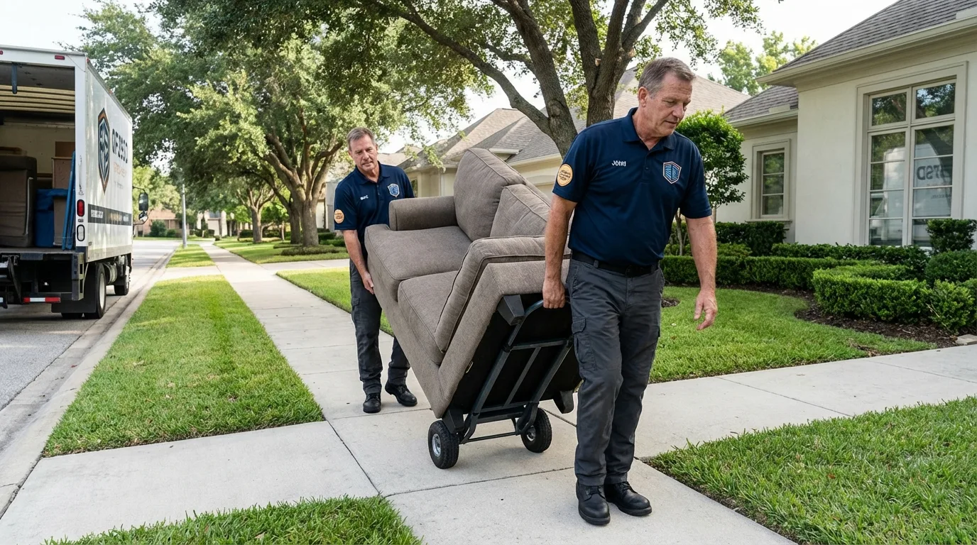 Local residential moving crew loading furniture in Falls City, NE