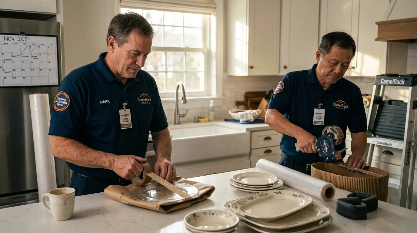 Professional crew packing kitchen dishware in Falls City, NE